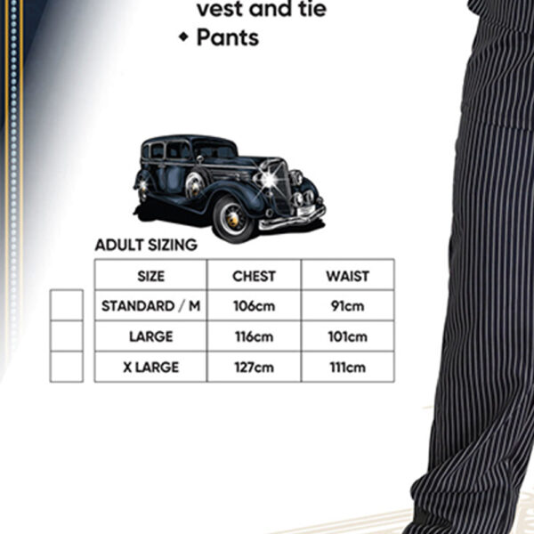 1920's Black Pinstripe Gangster Suit Men's Costume - Sizes: M, L, XL - Image 6