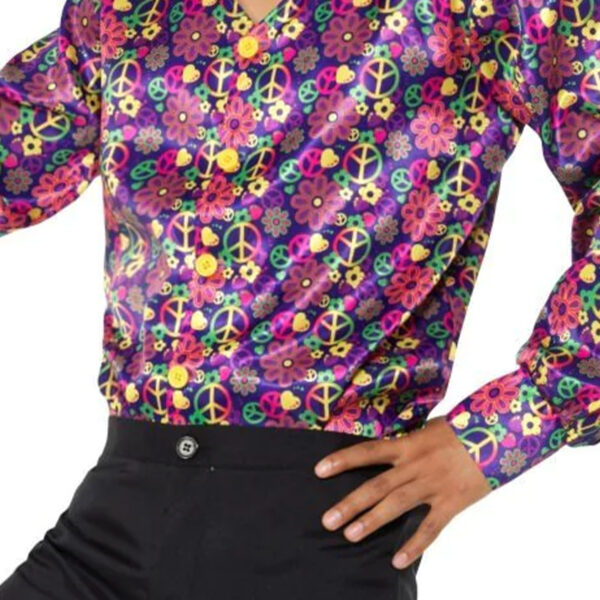 1960s / 1970s Men's Psychedelic CND Peace Shirt Party Costume - Image 3