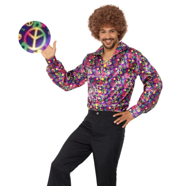 1960s / 1970s Men's Psychedelic CND Peace Shirt Party Costume