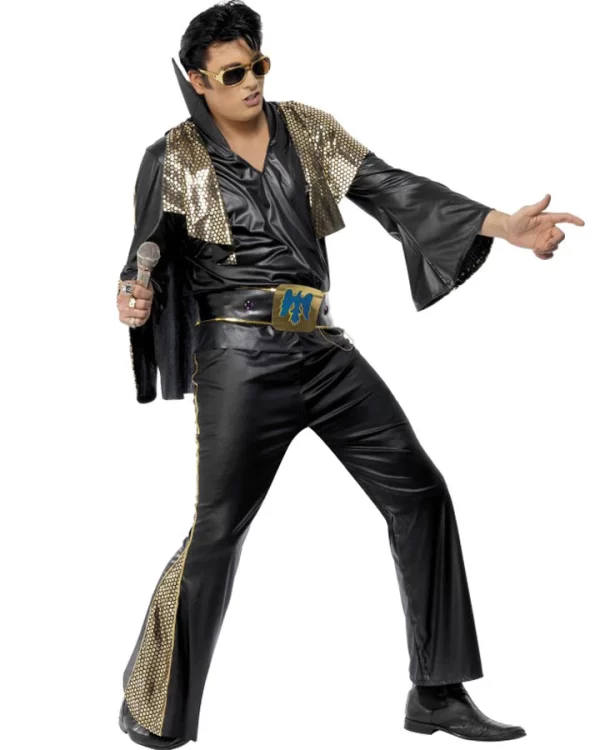 Black butterfly Elvis Mens Stage Costume Celebrity The King of Rocknroll Fancy Dress