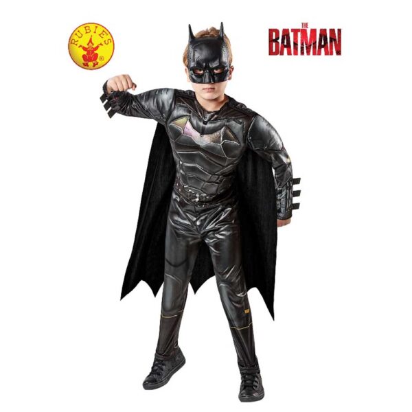 THE BATMAN DELUXE LENTICULAR BOYS SUPER HERO COSTUME WITH CAPE & MASK 6-8y