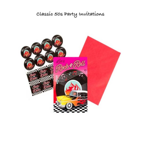 Rock n Roll Classic 50's Postcard Invitations 8 pk