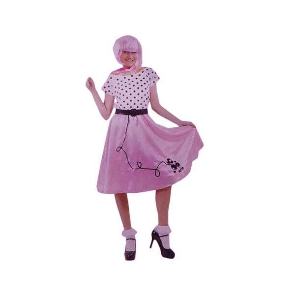 50s BOPPER Poodle Skirt Fancy Dress Costume with Dress, Scarf & Belt