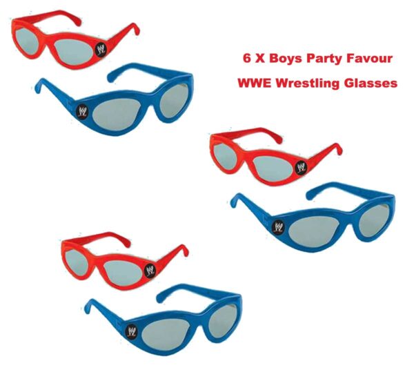 World Wrestling Party Favour Glasses WWE Licensed for Kids - 6 pack