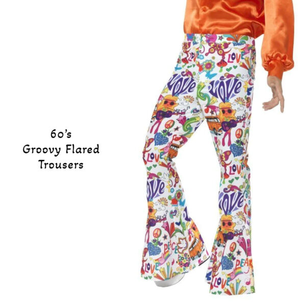 60s 70s Groovy Hippie Flared Costume Party Pants for Men S: M/L/XL - Image 2