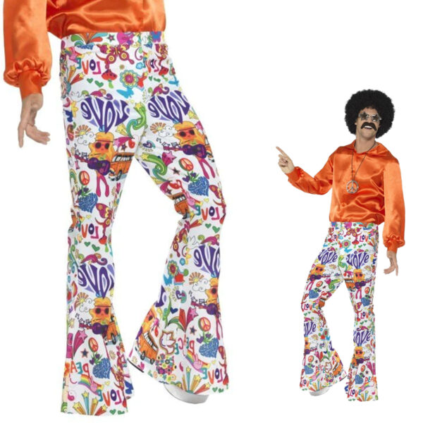 60s 70s Groovy Hippie Flared Costume Party Pants for Men S: M/L/XL - Image 4