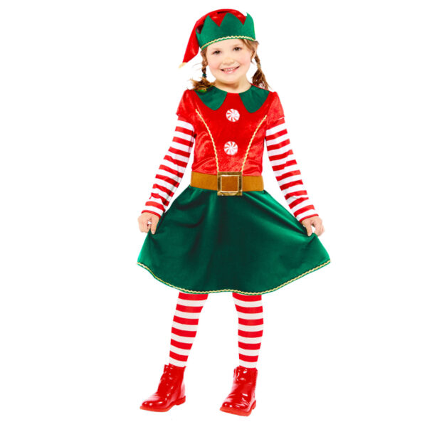 GIRLS CHRISTMAS ELF / GNOME COSTUME 3-4Y - Image 3