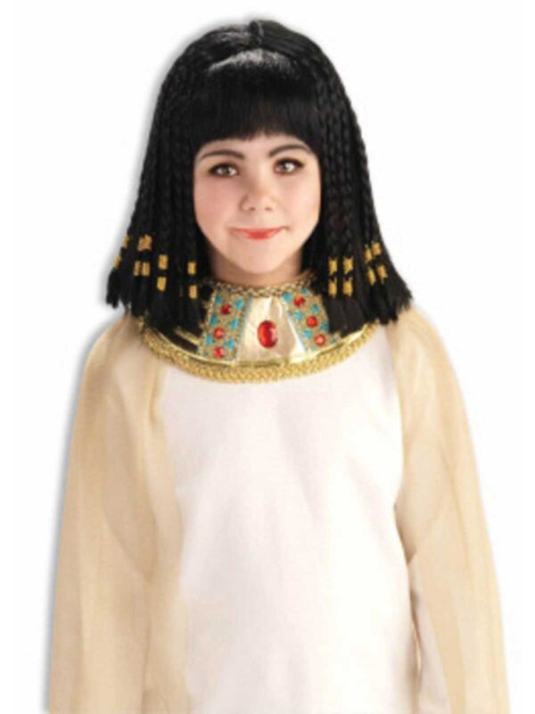 Egyptian Queen of The Nile Cleopatra Costume Wig Gold Braids - Child - Image 2