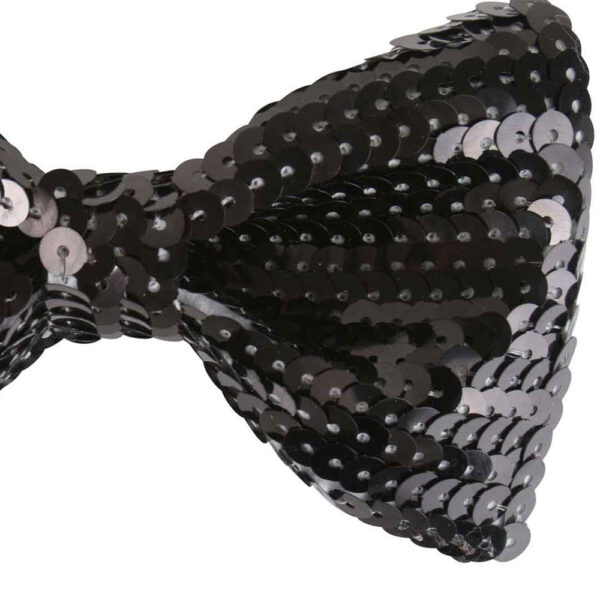 Bow Tie Sequin - Adult Mens Pimp Costume Accessories - Black - Image 2