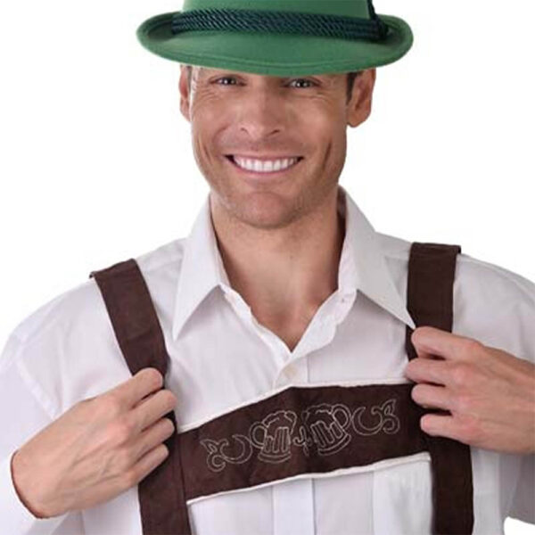 Brown Lederhosen Suspenders Oktoberfest - Men's Costume Accessory - Image 2