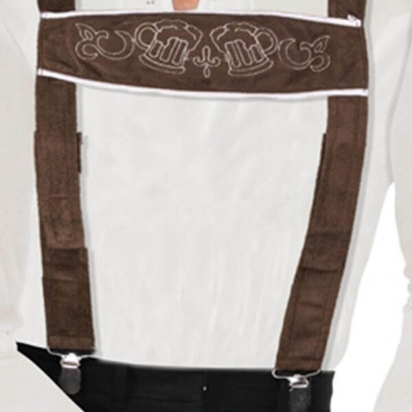 Brown Lederhosen Suspenders Oktoberfest - Men's Costume Accessory - Image 4