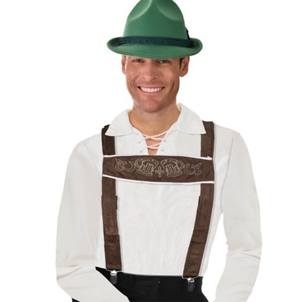 Brown Lederhosen Suspenders Oktoberfest - Men's Costume Accessory