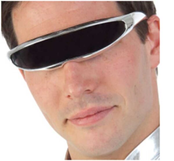 CYCLOPS - ALIEN -CYBORG SILVER FUTURISTIC SUNGLASSES - ADULT - Image 2