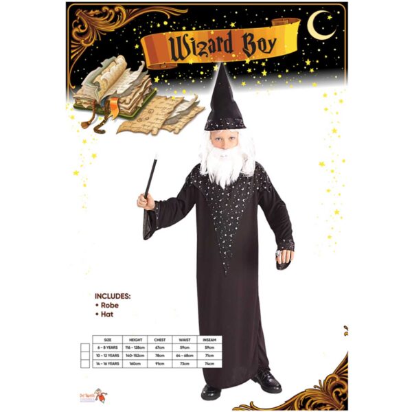 Wizard Boy / Sorcerer Robe & Hat - Child Book Week Costume -Child S/M/L