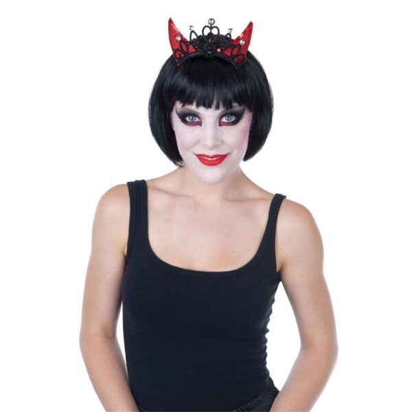 DEVIL BLACK & RED HAIR COMB TIARA & HORNS RED 2PK - Image 3