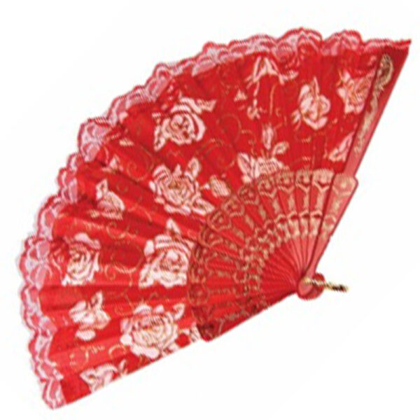 Red Day of the Dead Fan - Adult Halloween Costume Accessory - Image 2