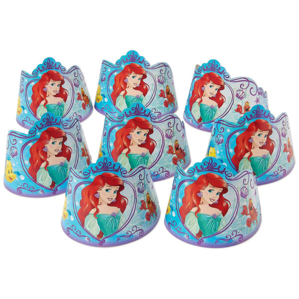 Disney Ariel The Little Mermaid Dream Big Kids Party Supplies - Paper Tiaras (8 Pcs) - Image 2