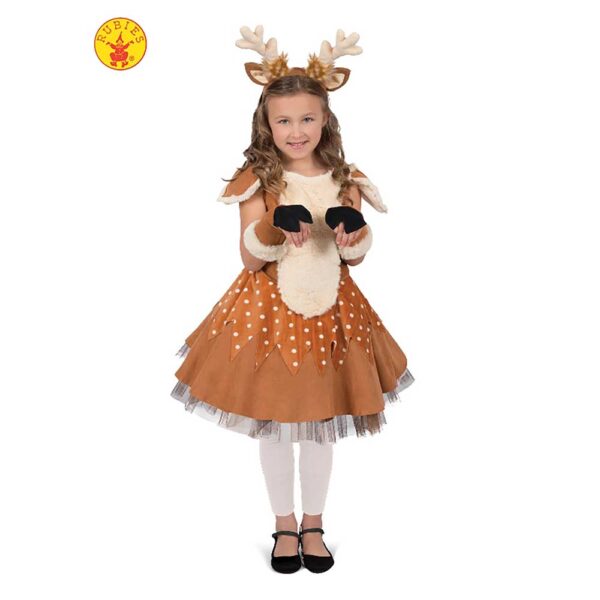 DOE THE DEER Child Costume Christmas Party Fawn Rudolph Fur Panel Premium Dress