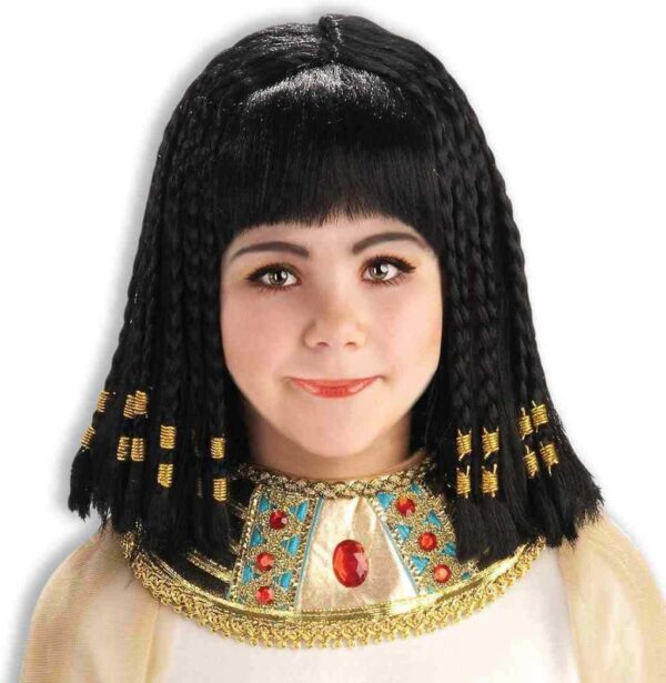 Egyptian Queen of The Nile Cleopatra Costume Wig Gold Braids - Child