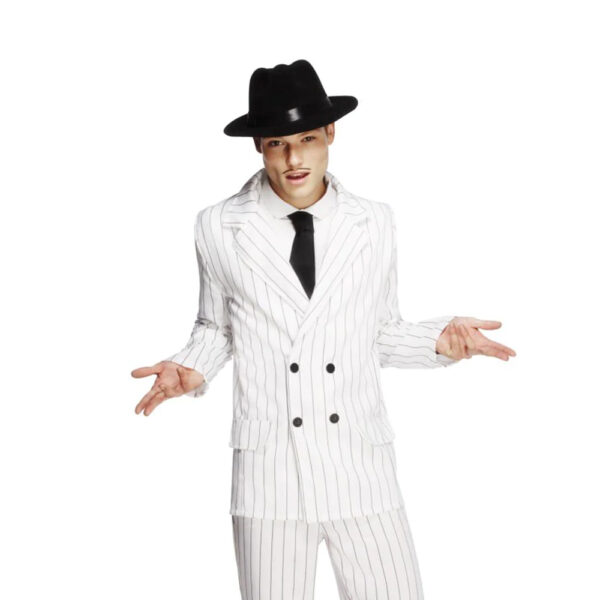 Fever Men’s 1920s Gangster Pinstriped Suit Costume - White - M / L - Image 5