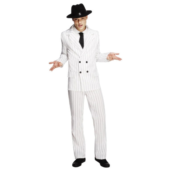 Fever Men’s 1920s Gangster Pinstriped Suit Costume - White - M / L - Image 2