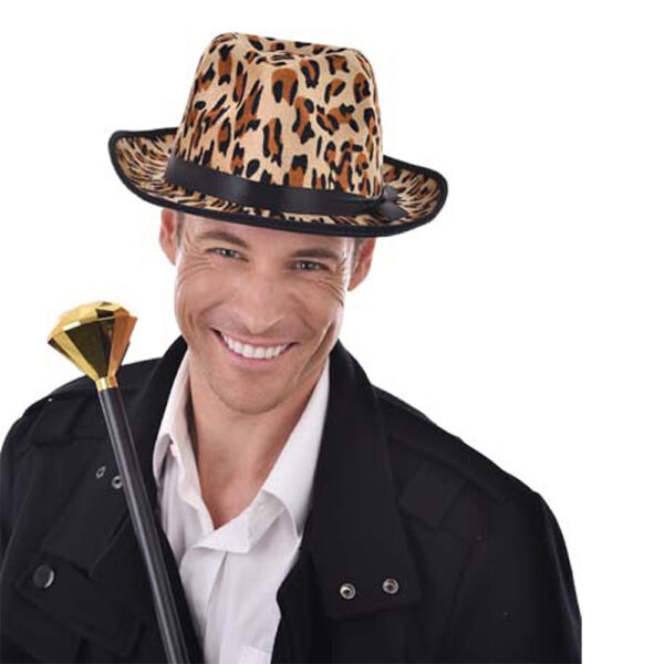 Gangster / Pimp Men's Costume Hat Leopard Skin, Adult - Image 2