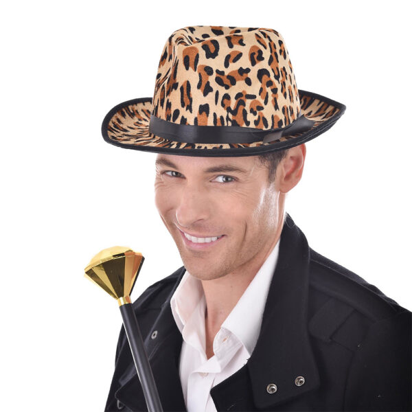 Gangster / Pimp Men's Costume Hat Leopard Skin, Adult