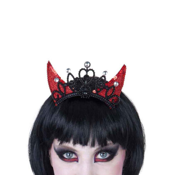 Hair Comb Tiara & Horns Red Devil - Adult Women's Costume Accessory 2 Pack - Image 2