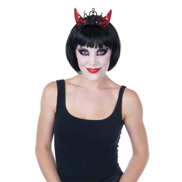 Hair Comb Tiara & Horns Red Devil - Adult Women's Costume Accessory 2 Pack