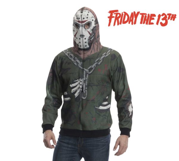 Friday The 13th Jason Voorhees Halloween Mens Costume Hoodie S: XS, M - Image 2