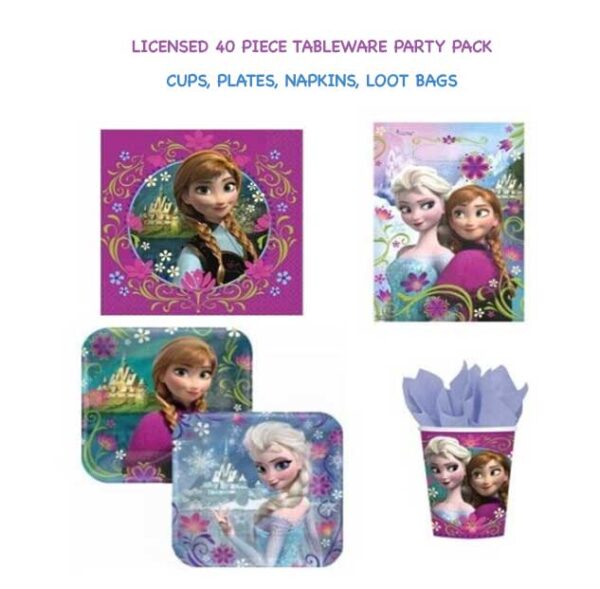 Disney Frozen Kids Birthday Party Supplies - Tableware Party Pack 40pc