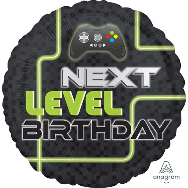 Level Up Gamer Kids Party Supplies - Foil Birthday Balloon 45cm