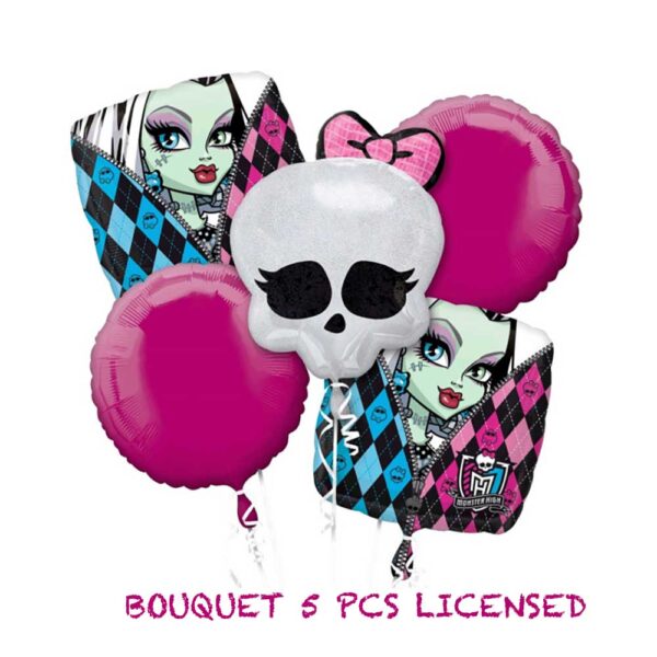 MONSTER HIGH PARTY SUPPLIES - 5 PC BALLOON BOUQUET FOIL