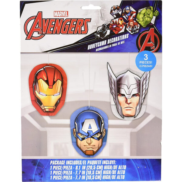 Marvel Avengers Kids Birthday Party Supplies - Honeycomb Hanging Decorations