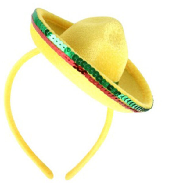 Mexican Hat Sombrero Headband Yellow - Adult Women's Costume Accessory - Image 2