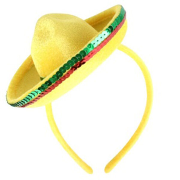 Mexican Hat Sombrero Headband Yellow - Adult Women's Costume Accessory