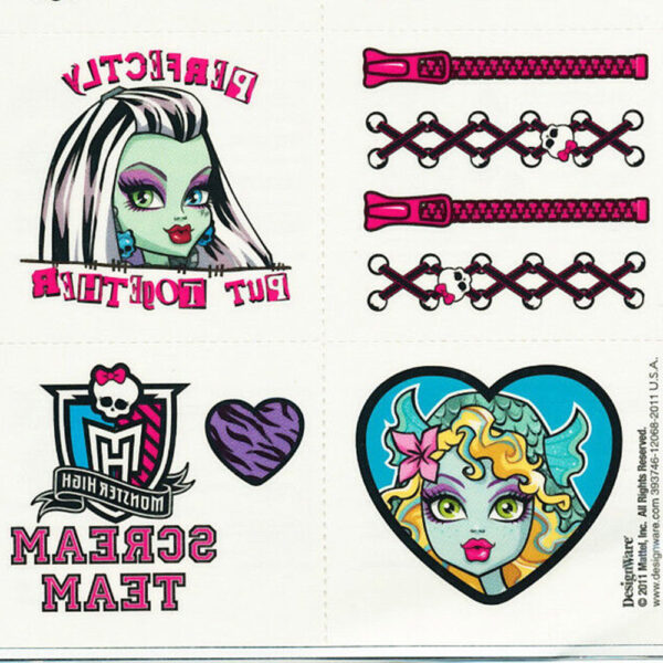 Monster High Tattoo Sheet Favours Party Supplies - 16 Tattoos (8 pieces) - Image 3