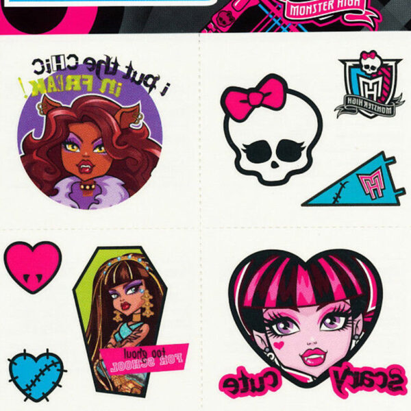 Monster High Tattoo Sheet Favours Party Supplies - 16 Tattoos (8 pieces) - Image 4