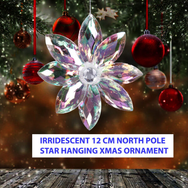 Iridescent North Pole Star Christmas Tree Decorative Hanging Ornament 12 cm - Image 3