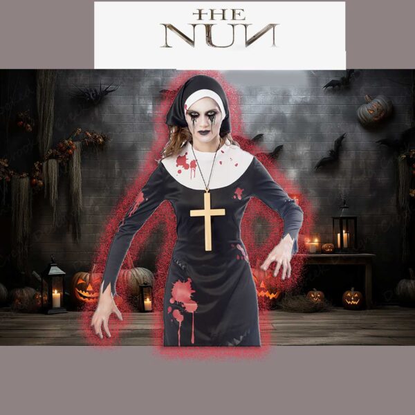 Zombie Nun Halloween Fancy Dress Horror Costume - Image 2