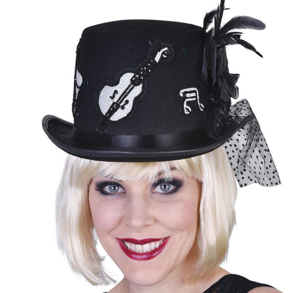 New Orleans Jazz Hat - Women's Costume Accessory - Black - Image 2