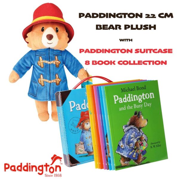 Paddington Bear Suitcase Adventures 8 Books Library Gift Set With Bonus Paddington Plush Toy