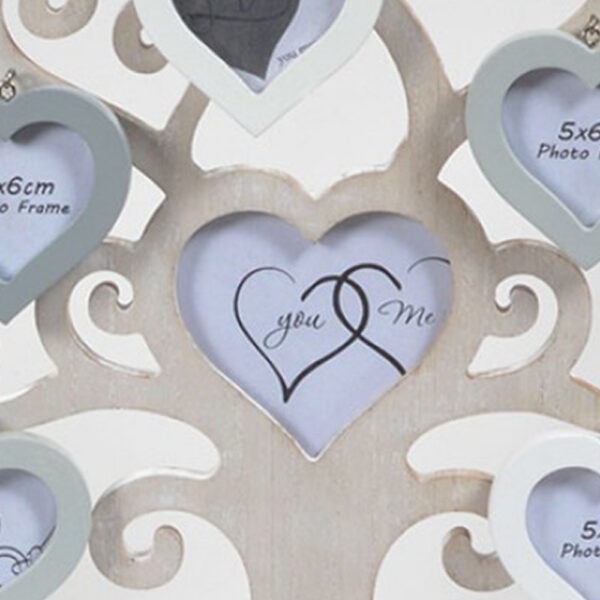 Photo Frames Tree of Life - Wooden Whitewash Heart You & Me Loved Ones Gift - 30cm - Image 2