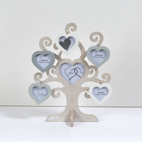 Photo Frames Tree of Life - Wooden Whitewash Heart You & Me Loved Ones Gift - 30cm