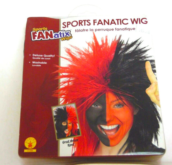 Sports Fanatic Wig - Red/ Black Deluxe Mullet Washable Spiky Hair Unisex Adult Accessory - Image 2