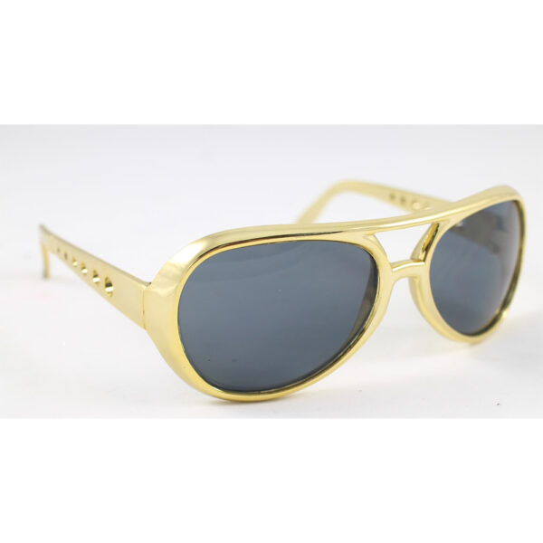 Rocker Elvis Sunglasses Men's Costume Accessory - Gold - Image 2