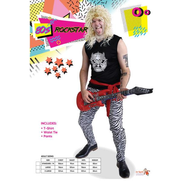 Rockstar Musician Costume Adult, Men's Size: Medium /Large