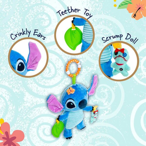 DISNEY BABY STITCH BABY ACTIVITY & PRAM TOY WITH SENSORY TEXTURES & TEETHER 35 CM - Image 4