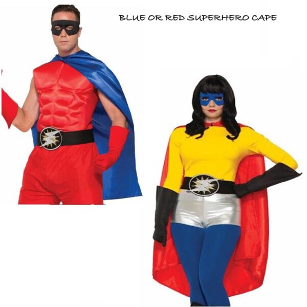 SUPERHERO CAPES / CLOAKS FOR ADULTS - BLUE OR RED