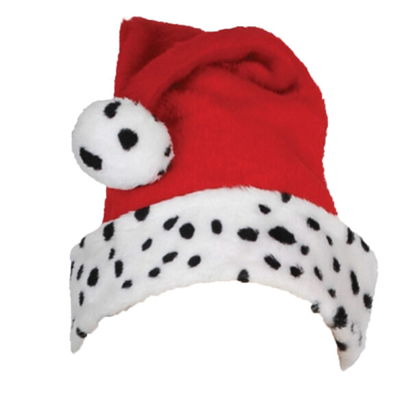 Santa Hat with Dalmation Trim - Adult Christmas Costume Accessories - Image 3